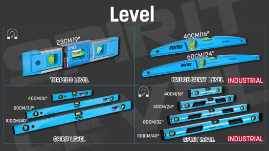 Fixtec 튼튼한 알루미늄 프레임 1.8mm 두께 16''/24''/32''/40'' 디지털 수준기 3개 버블 포함